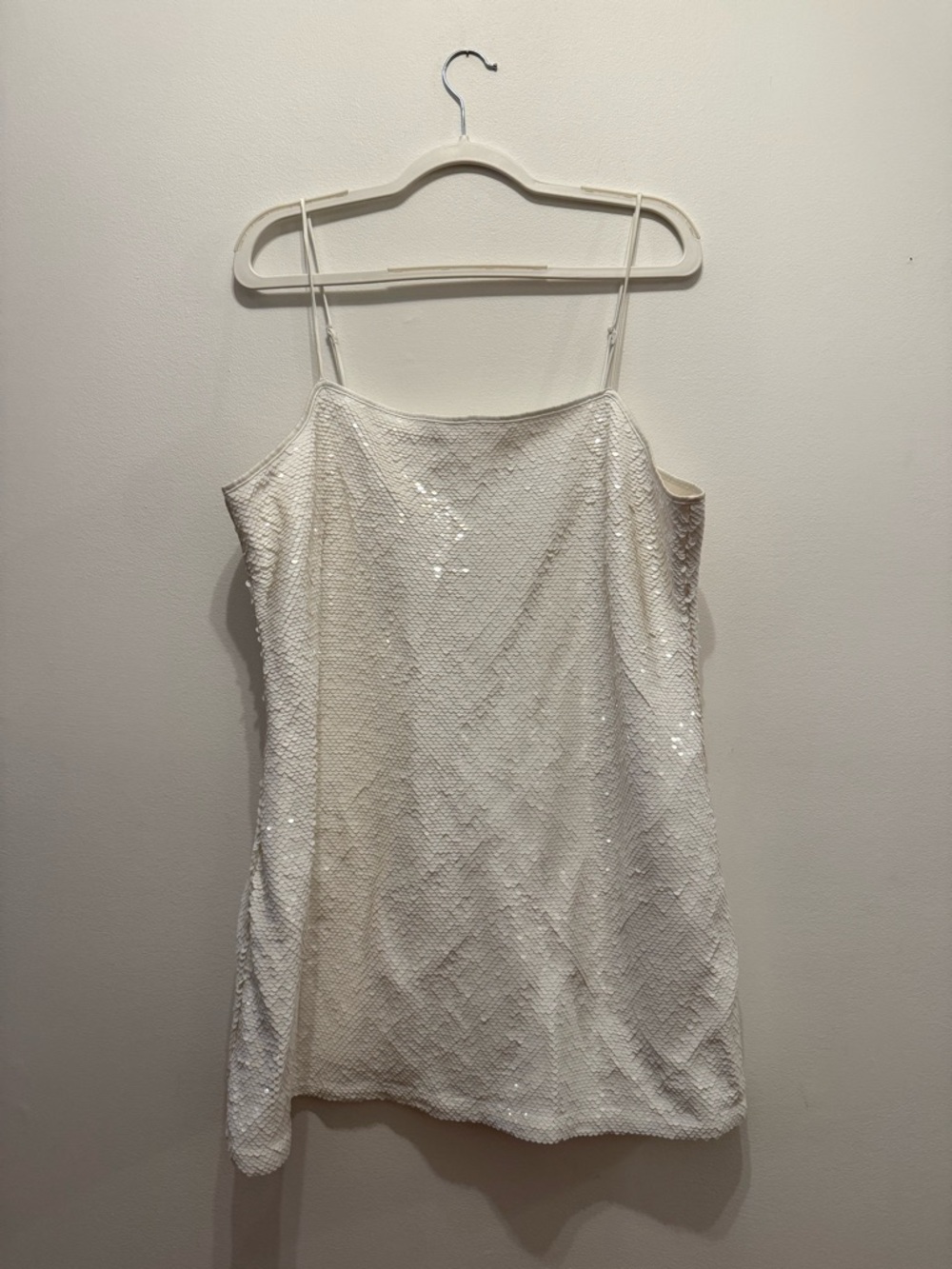 Abercrombie & Fitch White Sequin Spaghetti Strap Dress Wedding Bachelorette